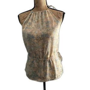 H&M Beige and Blue Patterned Tank Top